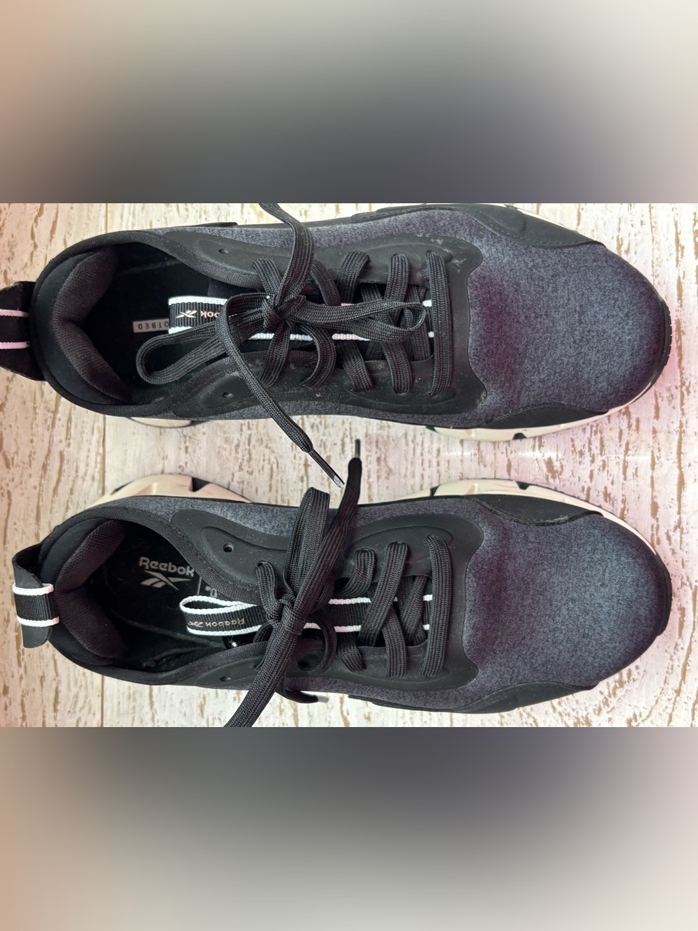 Reebok Women's Black and Gray Lace-Up Sneakers